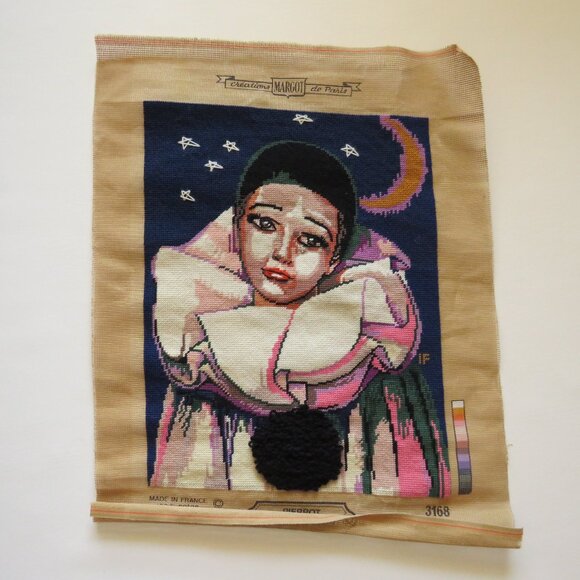 Pierrot Creations Margot de Paris Vintage French Needlepoint Completed Tapestry - Picture 1 of 12